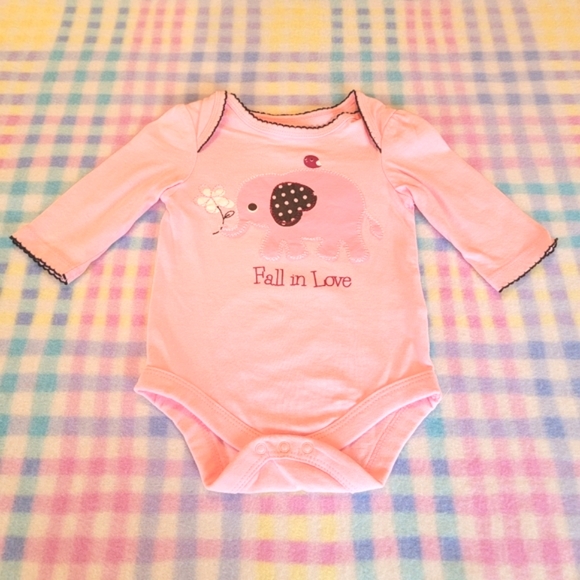 MINIVILLE ♡ Pink|Brown FALL IN LOVE Elephant Bodysuit w/Polka Dot Mini Skirt 3M - Picture 4 of 15